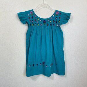 Traditional Oaxaca Mexican Girl's Dress Teal Embroidered